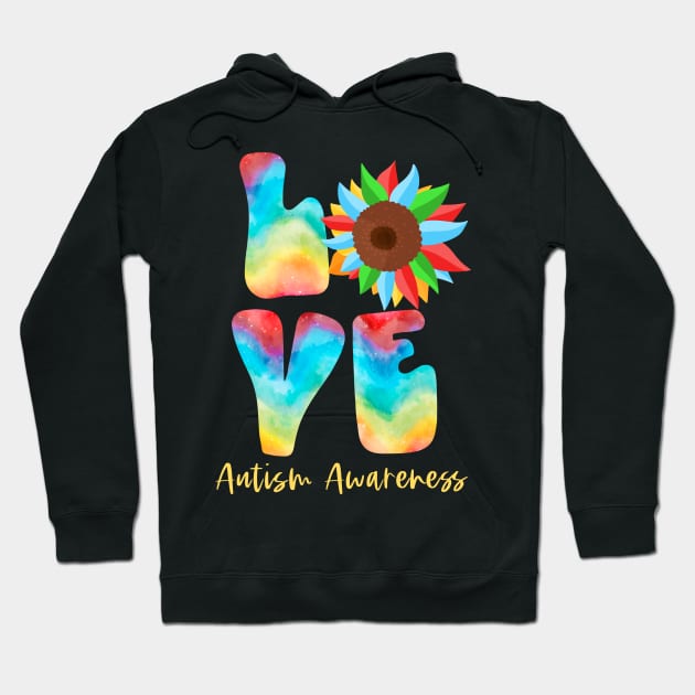 Sunflower Love Autism Awareness Coloful Hoodie by Jotanoken